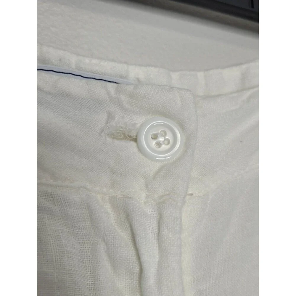 Amalfi white linen semi sheer beachy coastal pants with pockets size medium